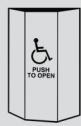 480AA Series Push Panel icon: A rectangular panel with a wheelchair symbol and the text 'PUSH TO OPEN'.