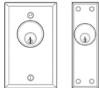 Diagram of 800AL series key switch components: a single gang switch and a double gang switch.