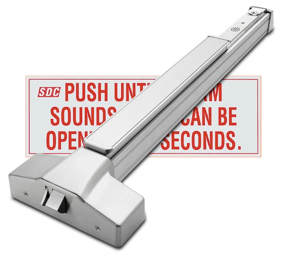 SDC S6000-101 integrated delayed egress exit device with delayed egress signage
