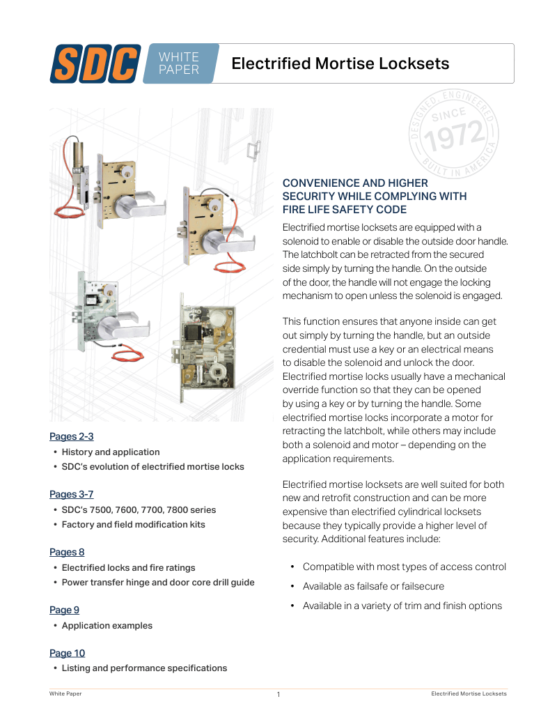 Electrified Mortise Locksets white paper cover