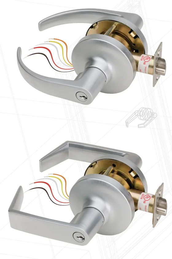 SDC Electra 7200 series electrified cylindrical lockset with wiring