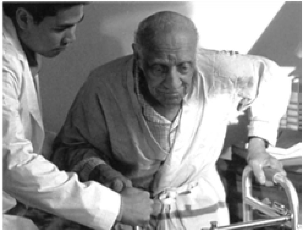 Caregiver assisting a senior patient, a common Delayed Egress wandering-patient application