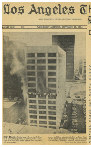 Los Angeles Times high-rise fire story, November 1974