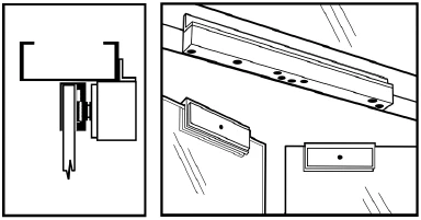 Glass doors without top rail with glass door mounting kits: double swing doors push-side mounting