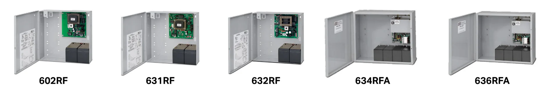SDC 602RF, 631RF, 632RF, 634RFA and 636RFA power supply lineup, 1 to 6 Amp