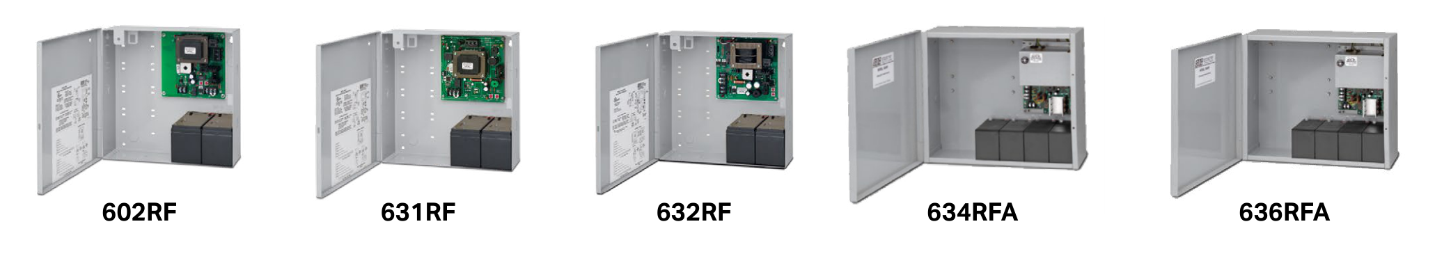 SDC 602RF, 631RF, 632RF, 634RFA and 636RFA power supply lineup, 1 to 6 Amp