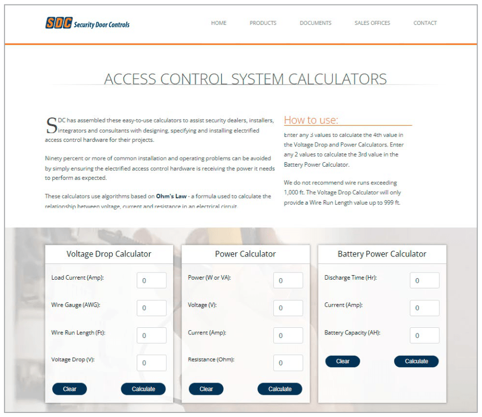 SDC online voltage drop and power calculators
