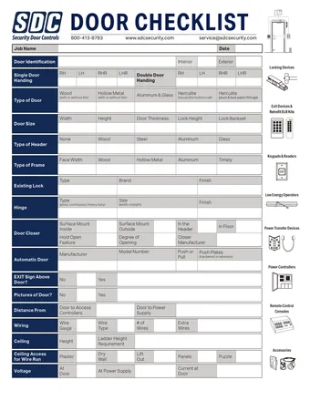 SDC Door Checklist