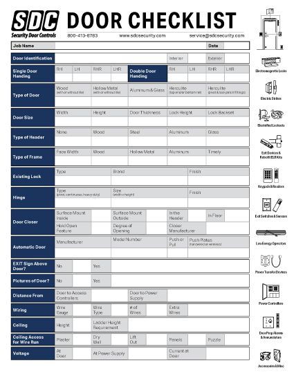 SDC Door Checklist