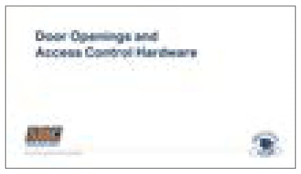 Door Openings and Access Control Hardware continuing education class
